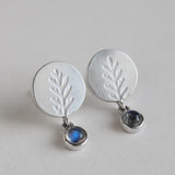 Moonstone drop fern earrings