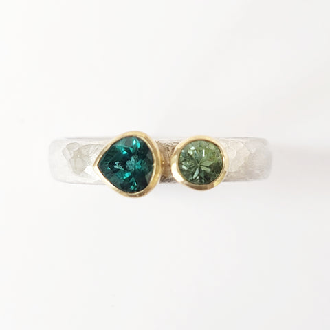2 green tourmaline ring