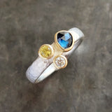 2 sapphire and diamond cluster ring