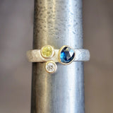 2 sapphire and diamond cluster ring