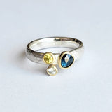 2 sapphire and diamond cluster ring