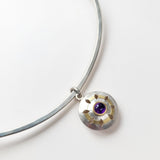Amethyst pierced flower choker