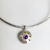 Amethyst pierced flower choker
