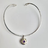 Amethyst pierced flower choker