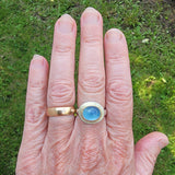 Aquamarine oval hammered top ring