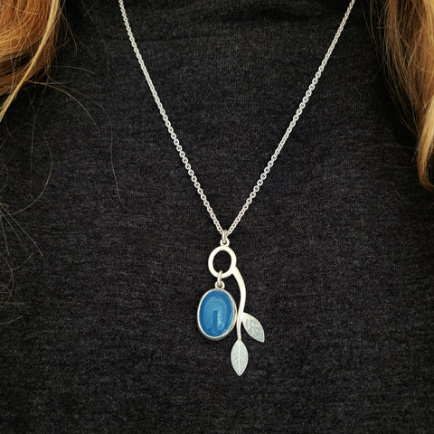 Aquamarine branch pendant