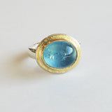 Aquamarine oval hammered top ring