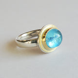 Aquamarine oval hammered top ring