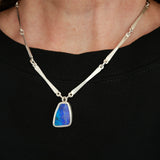 Australian opal forged chain necklace
