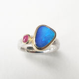 Australian opal and ruby ring