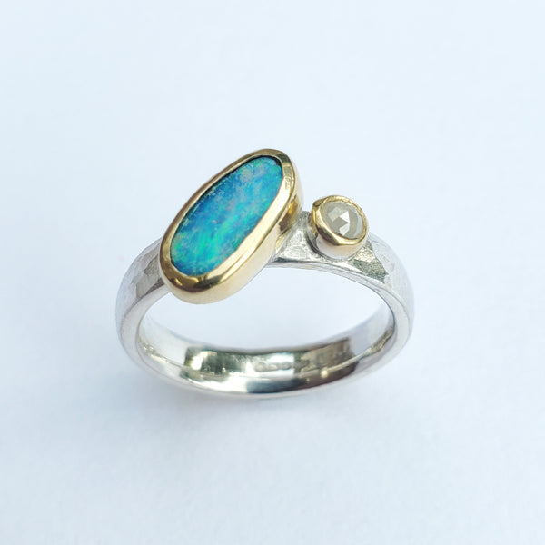 Australian opal offset ring