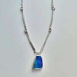 Australian opal forged chain necklace