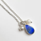 Blue Opal teardrop cluster pendant