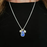Blue Opal teardrop cluster pendant