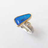 Blue opal wedge ring
