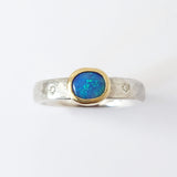 Sparkly opal and diamond ring