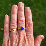 Bright blue opal and diamond ring
