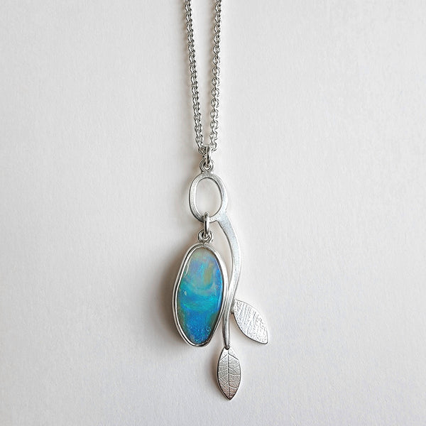 Bright opal branch pendant