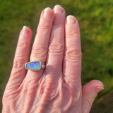 Bright sparkle opal wedge ring