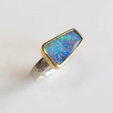 Bright sparkle opal wedge ring