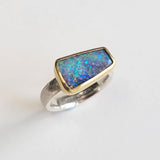 Bright sparkle opal wedge ring