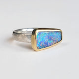 Bright sparkle opal wedge ring