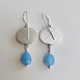 Blue chalcedony oval fern drop earring