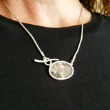 Dendritic quartz oval pendant