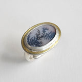 Dendritic quartz large oval ring