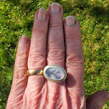 Dendritic quartz large oval ring