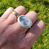 Dendritic quartz large oval ring