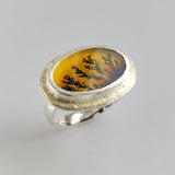 Dendritic Quartz oval hammered top ring