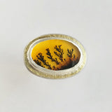 Dendritic Quartz oval hammered top ring