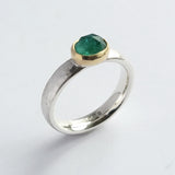 Emerald rose cut hammered ring