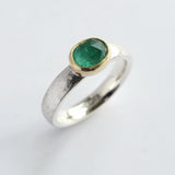 Emerald rose cut hammered ring