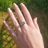 Emerald rose cut hammered ring