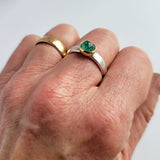 Emerald rose cut hammered ring