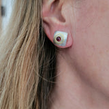 Garnet pillow earring
