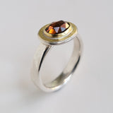 Golden zircon hammered top ring