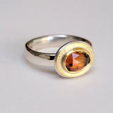 Golden zircon hammered top ring