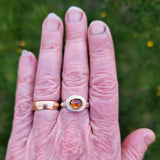 Golden zircon hammered top ring