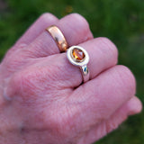 Golden zircon hammered top ring