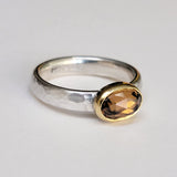 Golden zircon texture ring