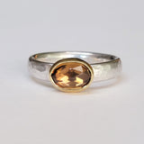 Golden zircon texture ring