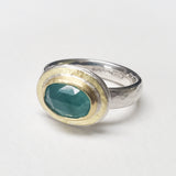 Grandidierite hammered gold top ring