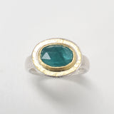 Grandidierite hammered gold top ring