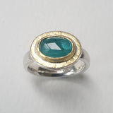 Grandidierite hammered gold top ring