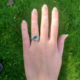 Grandidierite hammered gold top ring
