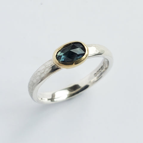 Green sapphire rosecut ring