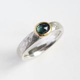 Green sapphire rosecut and diamond ring